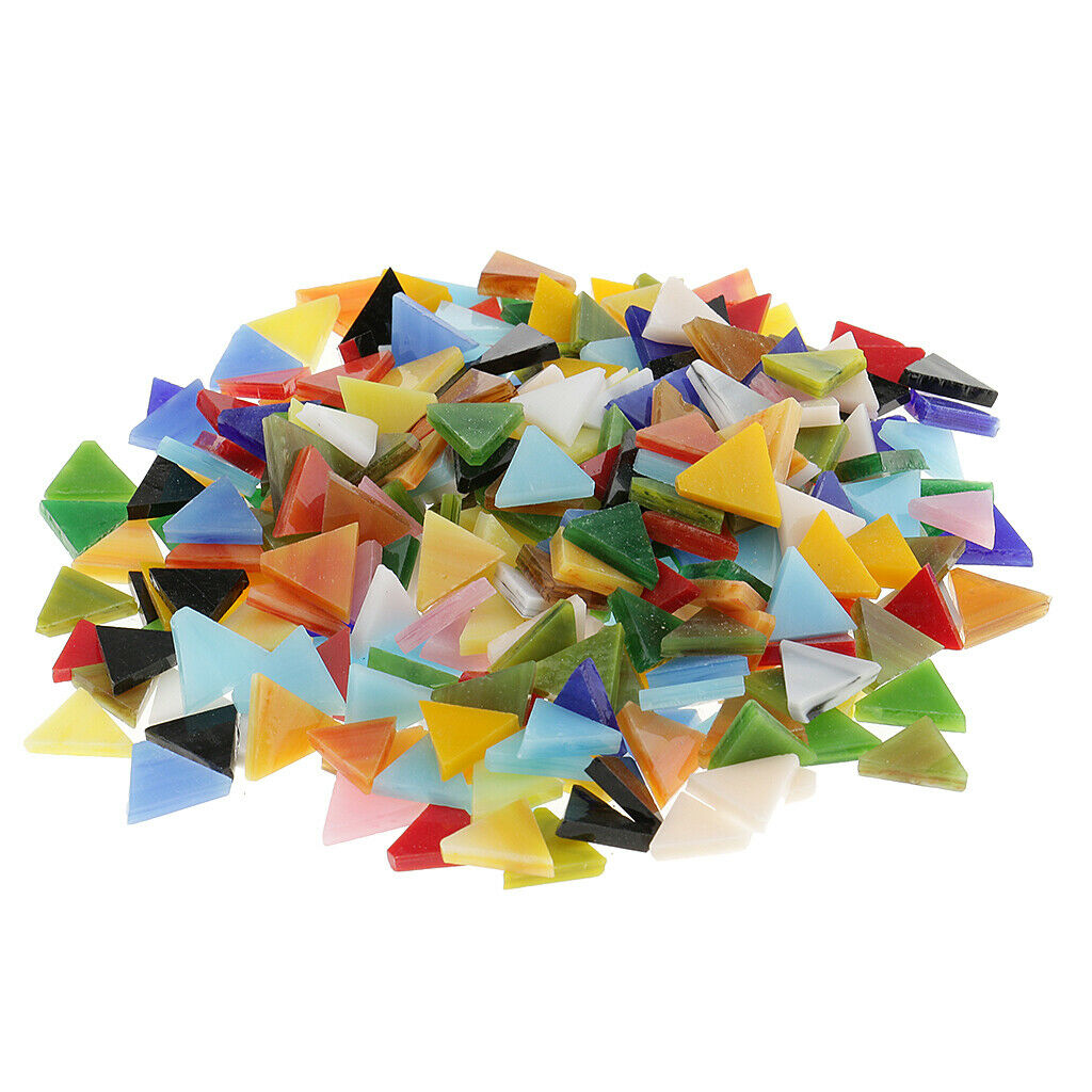 600x Multicolor Rhombus Triangle Glass Pieces Mosaic Tiles For Crafts 12mm