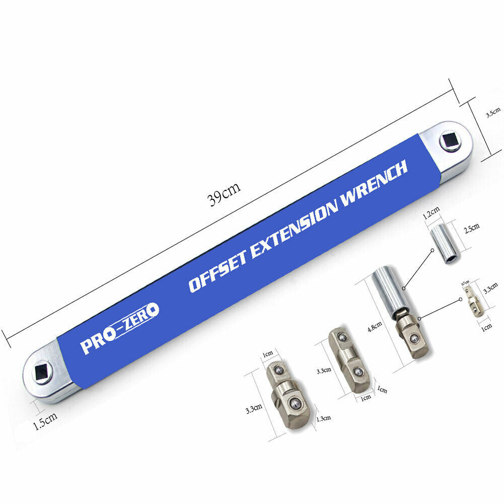 Offset Extension Wrench 3/8 inch Drive Wrench Extender Extension Bar Set @