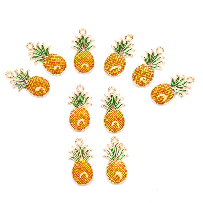 10Pcs/Set Enamel Alloy Pineapple Charms Pendant Jewelry Finding DIY Making_DD
