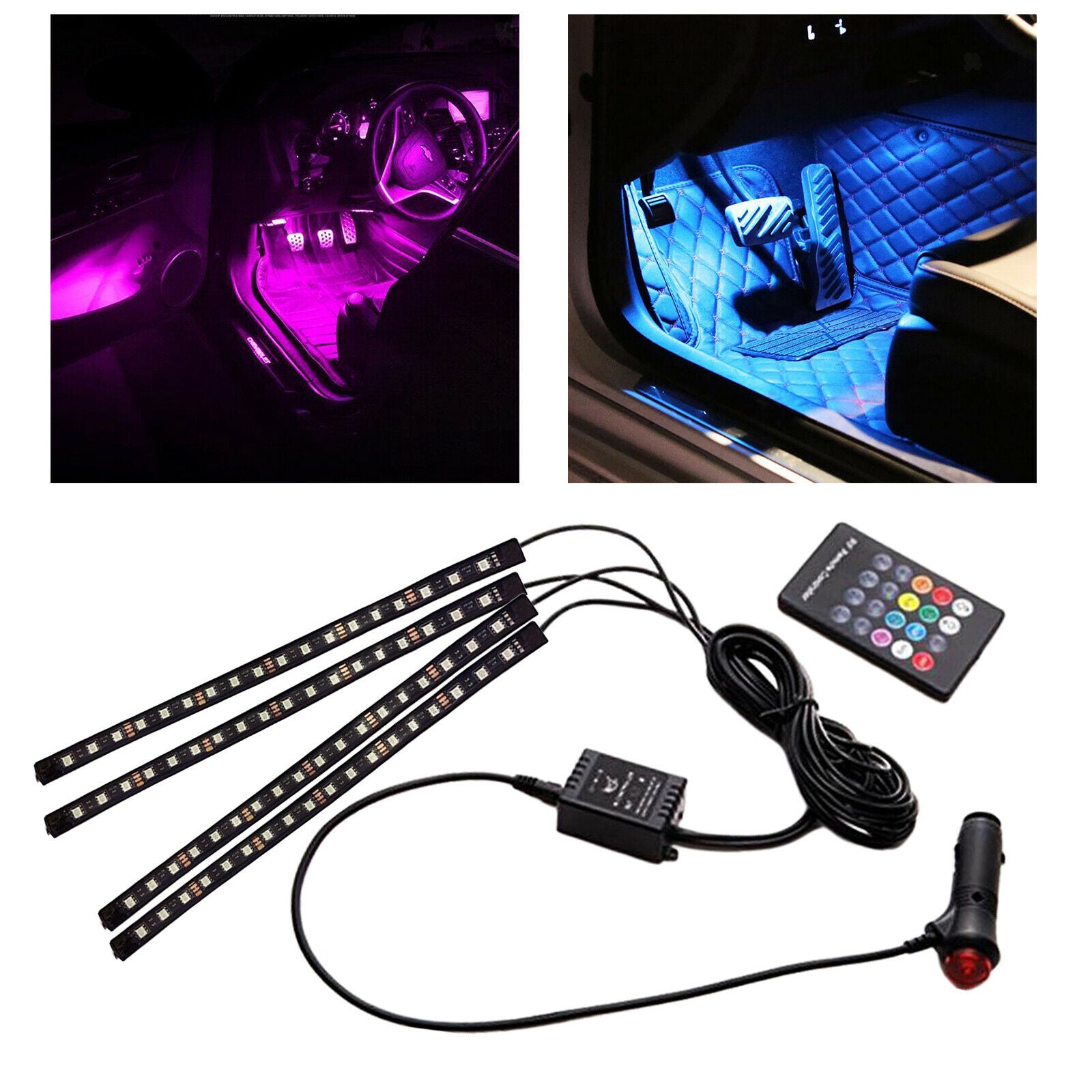 Car Interior Atmosphere Light LED & Remote Control Ambient Lamp 72Led