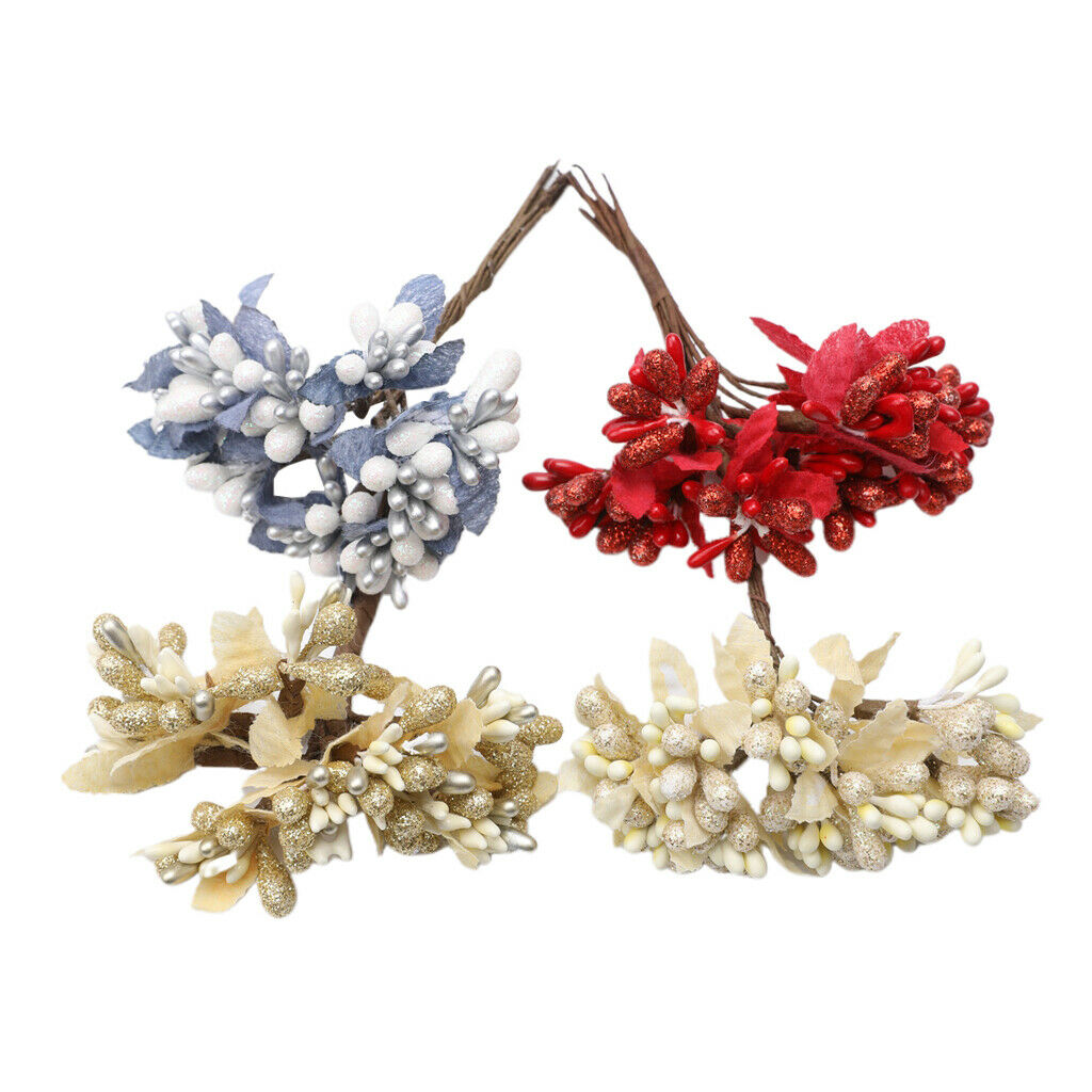 4pcs artificial flowers berries bouquets floral home wedding decor Champagne