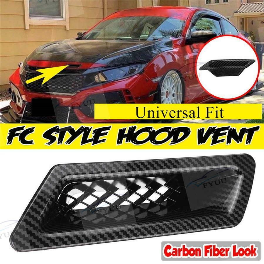 1x FC Style Hood Vent Front Bumper Hood Air Vent Intake Duct Carbon Fiber Look