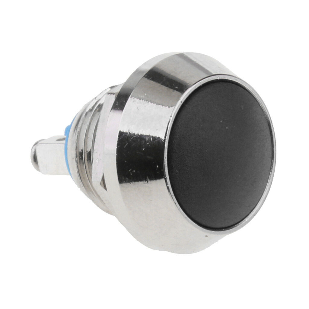 12mm Metal Latching SPST Srcrew Terminal Push Button Auto Reset Switch Black