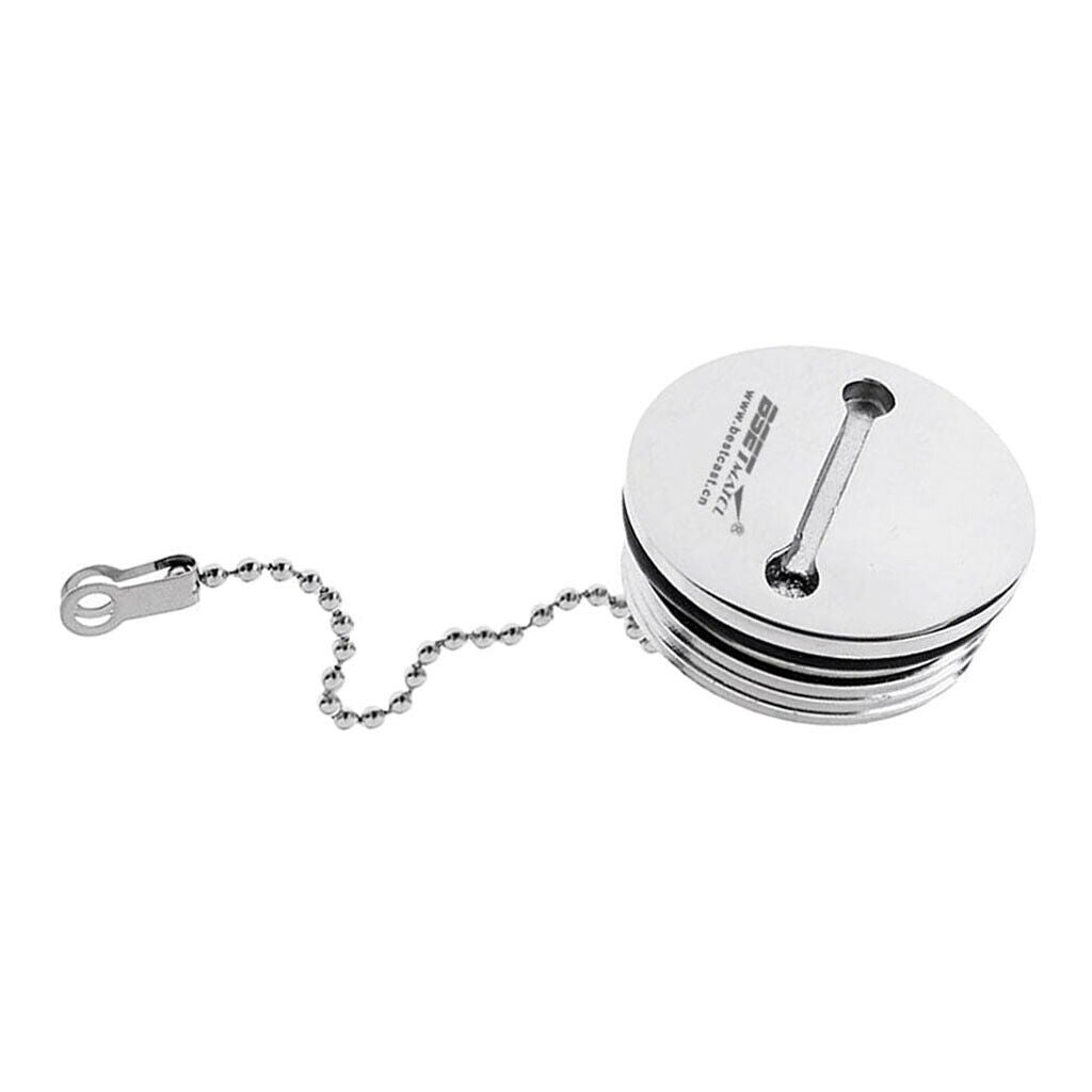 2 Pieces Stainless Steel 2" Boat Deck Fill   With Chain Fuel Water Gas
