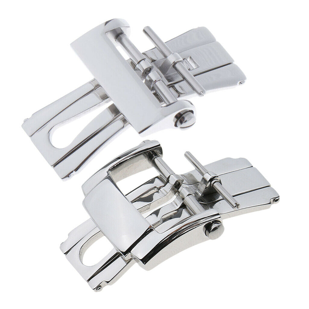 2Pcs Stainless Steel Butterfly Deployment Clasp Watch Deployant Buckle Folding