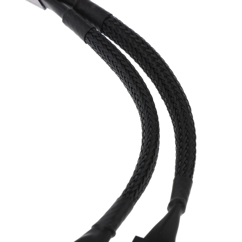 2 x 4 pin Fan 15cm Y Splitter Power Cable Black Sleeved for Computer PC Fan