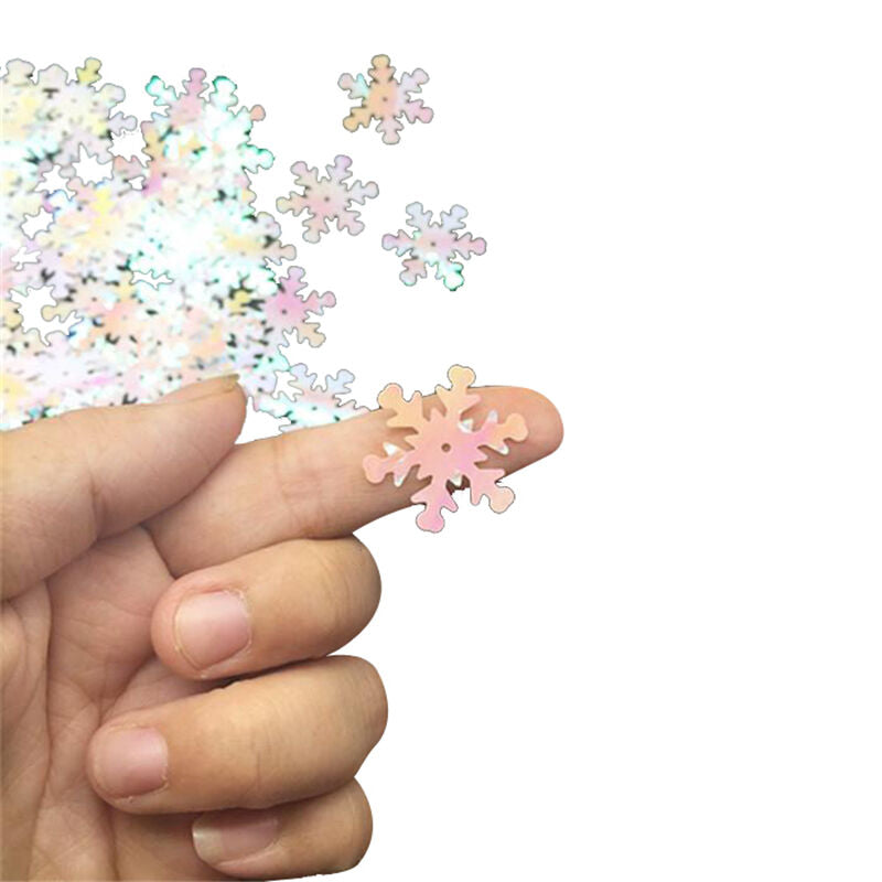 200Pcs Christmas Snowflake Applique Sequins Sewing Wedding Craft 23mm