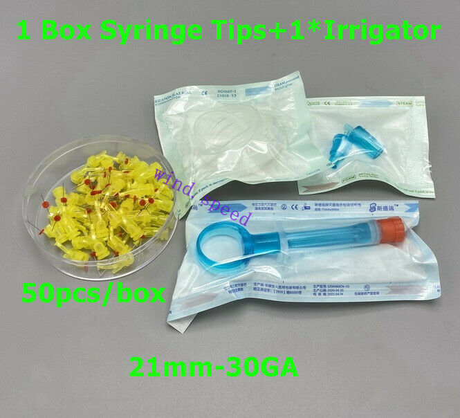 Dental EDTA Irrigation Syringe Irrigator + Endo Irrigation Needle Tips 21mm-30GA