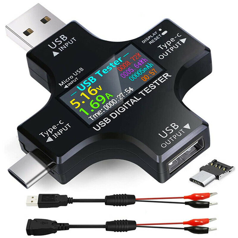 USB C Tester,2 in 1 Type C USB Tester Color Screen IPS Digital Multimeter,VoltA9