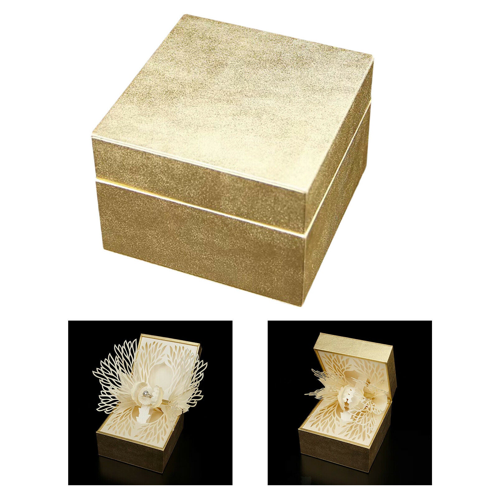 Ring Box Petal Paper Carving Ring Box for Wedding Suprise Proposal