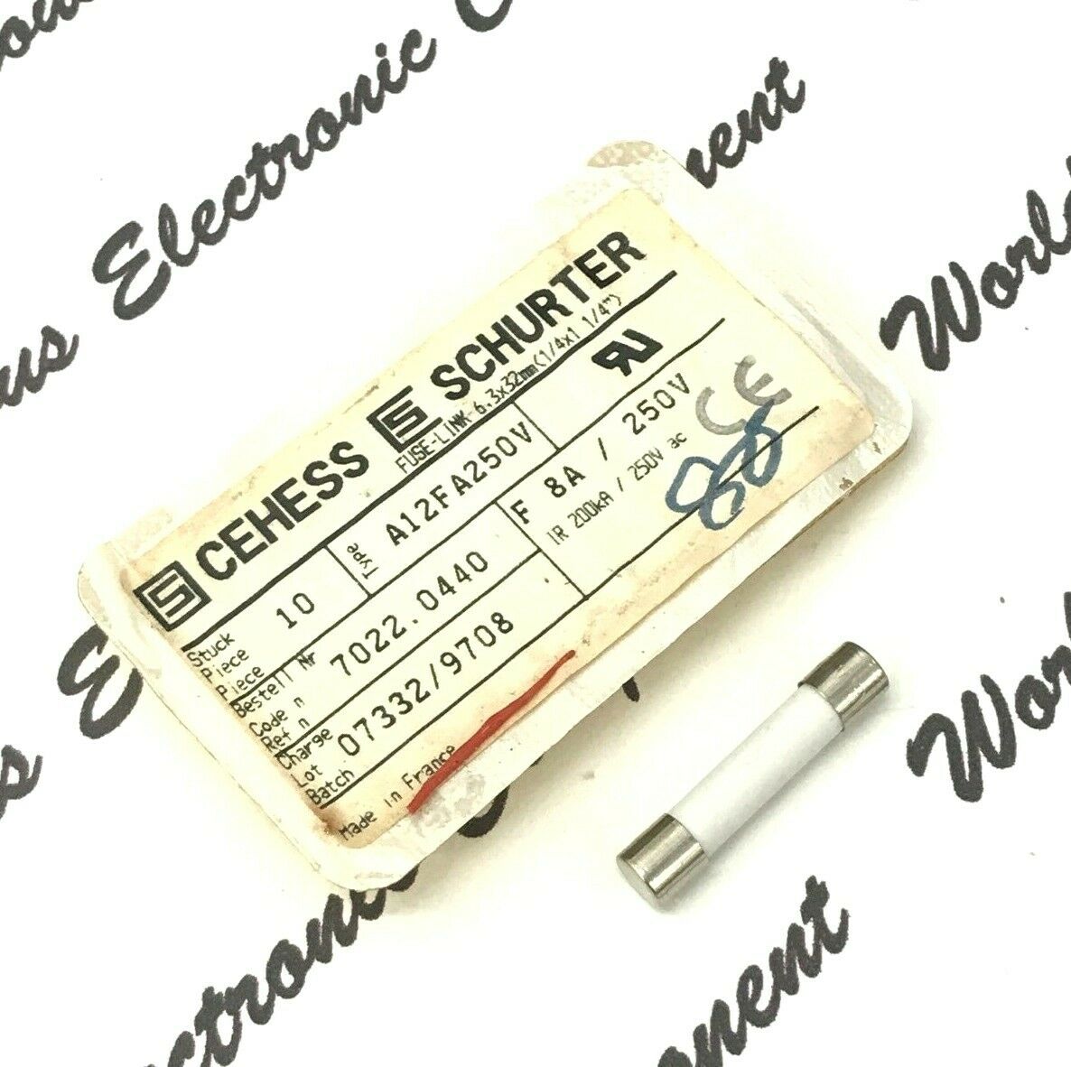1pcs - SCHURTER (F) 8A 250V 6.3x32mm Ceramic Fuse - A12FA250V 7022.0440
