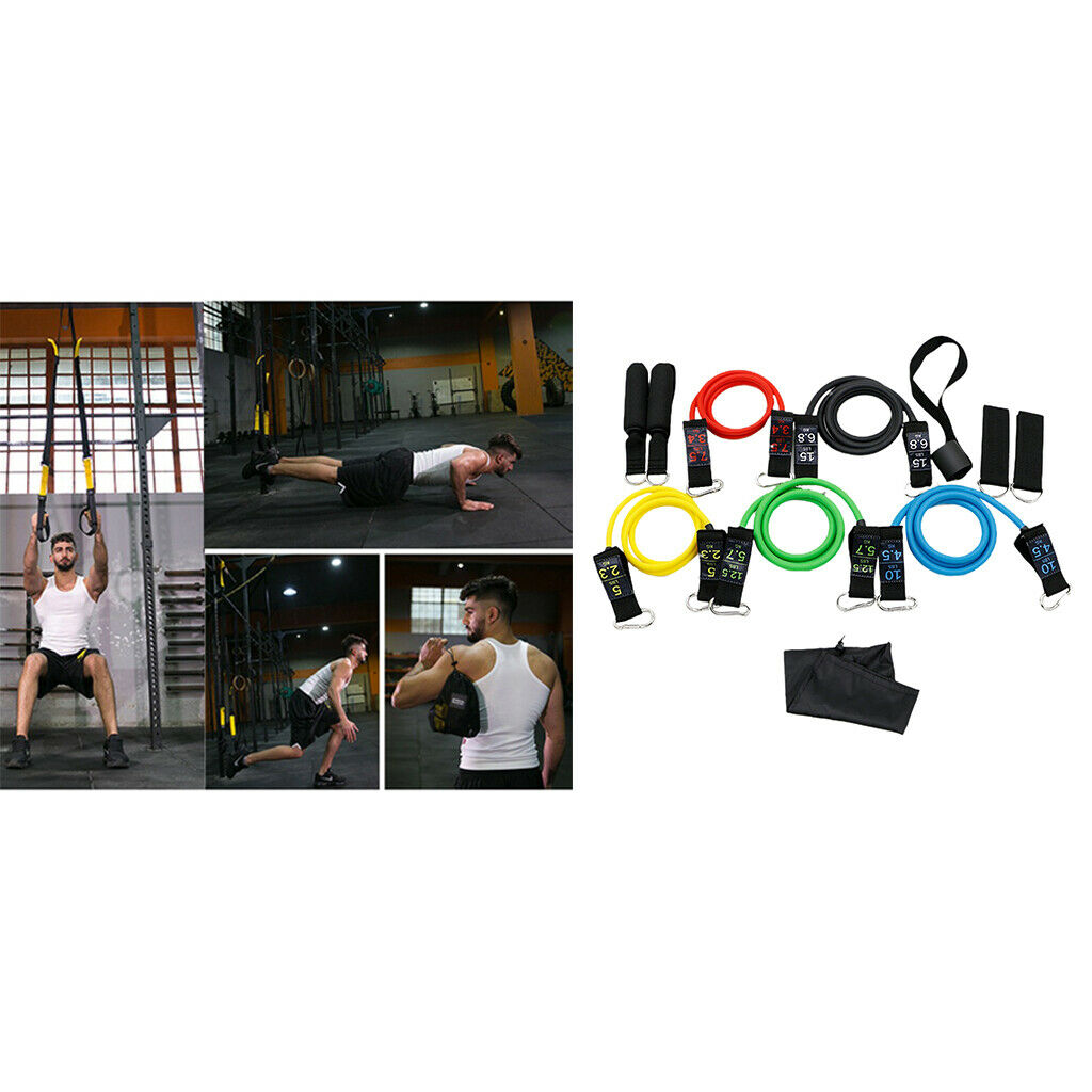 11x 10-30LB Resistance Band Set Pull Rope Home Indoor Workouts Pilates Gym