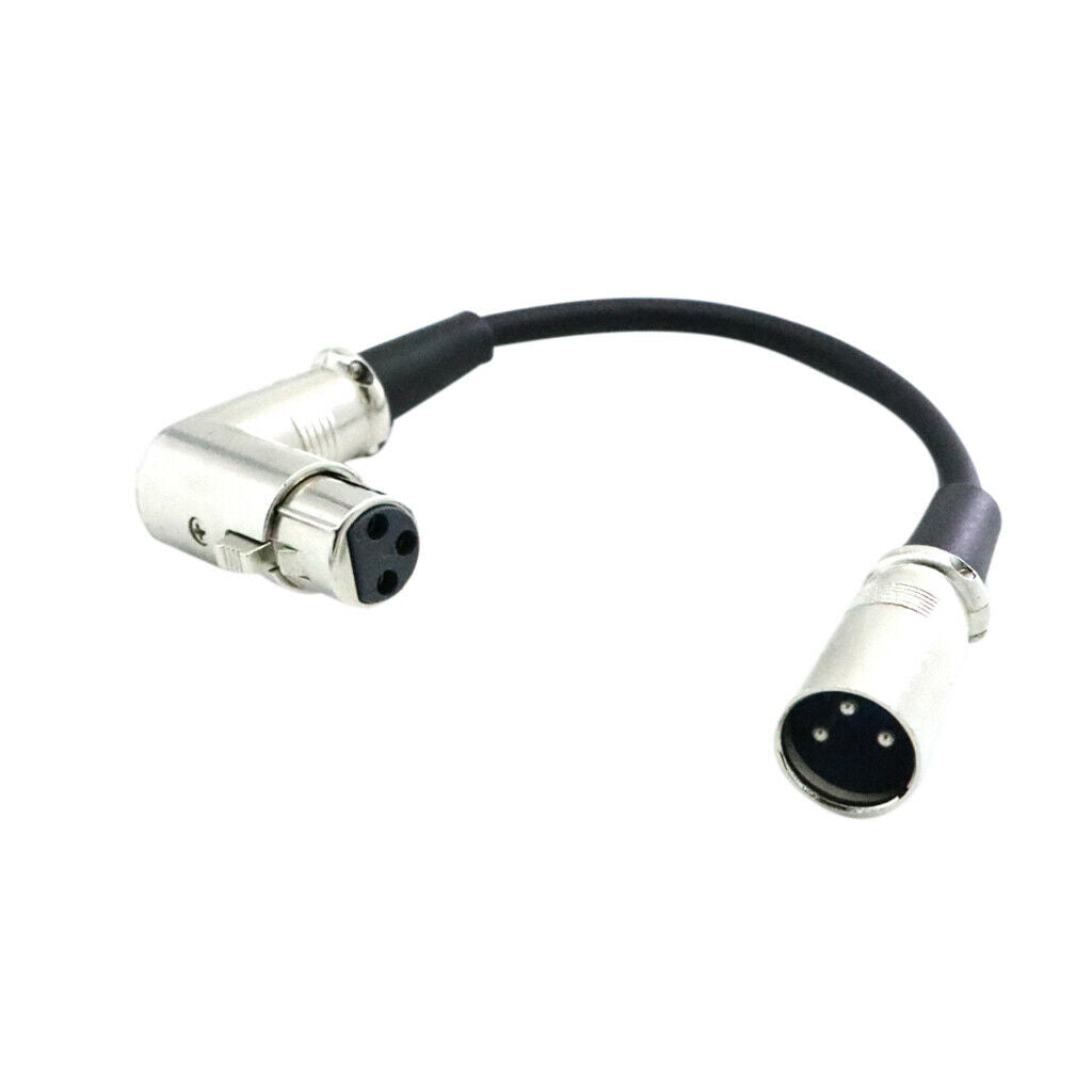 3' XLR Right Angle 90 Degree Female to Straight Male Cable Mic Accessory