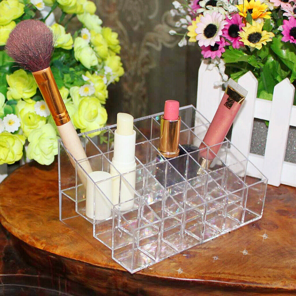 24 Slots Acrylic Lipstick Cosmetics Display Stand Case Organizer Box Rack