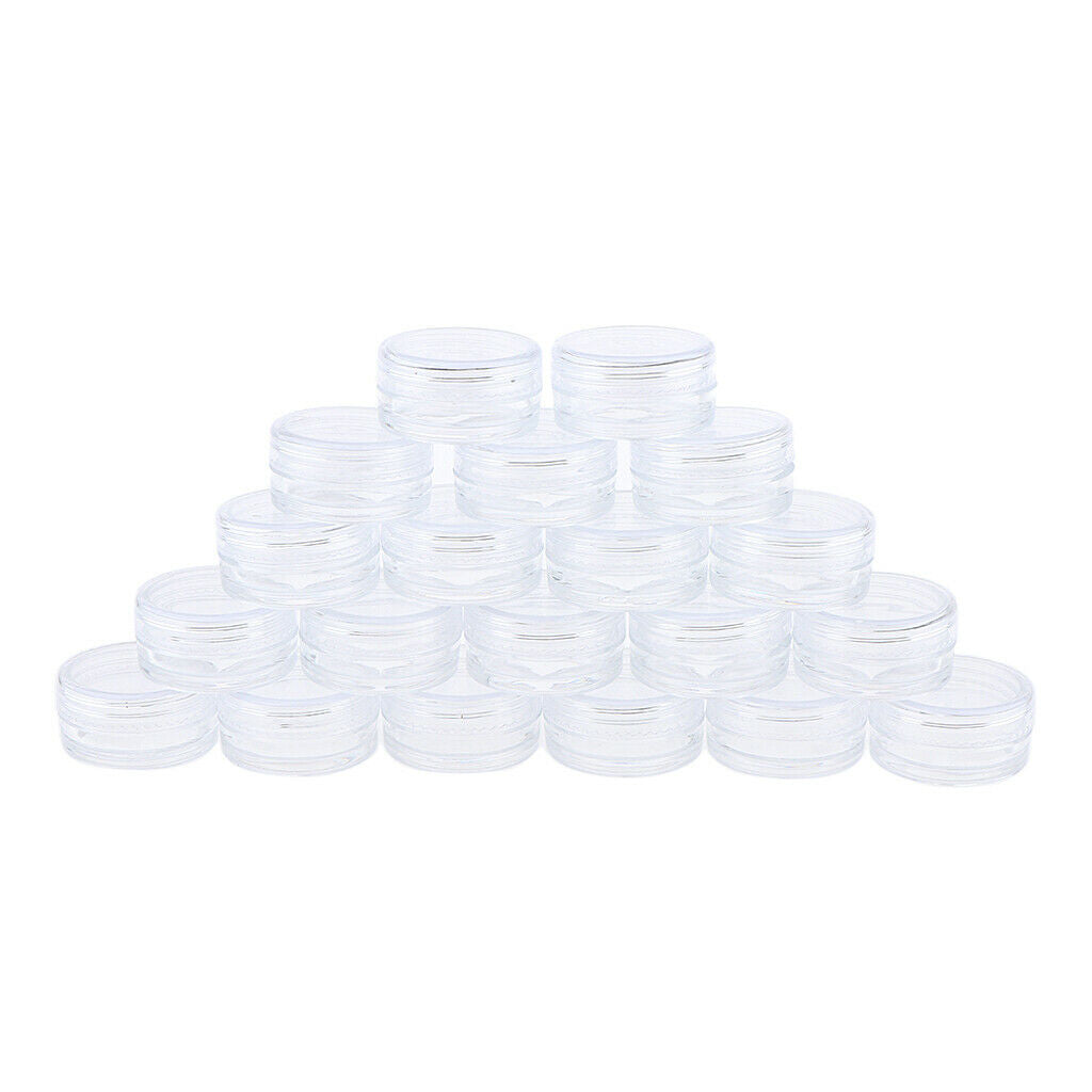 20 Pieces 3 Gram Empty Plastic Cosmetic Containers, Clear Round Sample Pot Jar