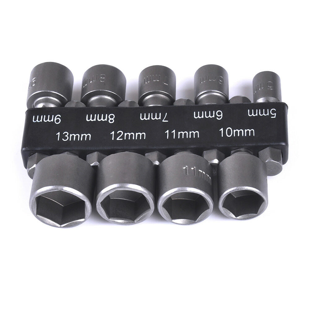 5-13mm steel power nut driver drill bit set 1/4" hex shank metric socket wren Kt