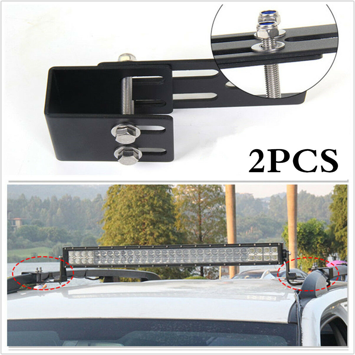 Pair for work light Car roof rack light bracket bumper bull bar Mounting holder