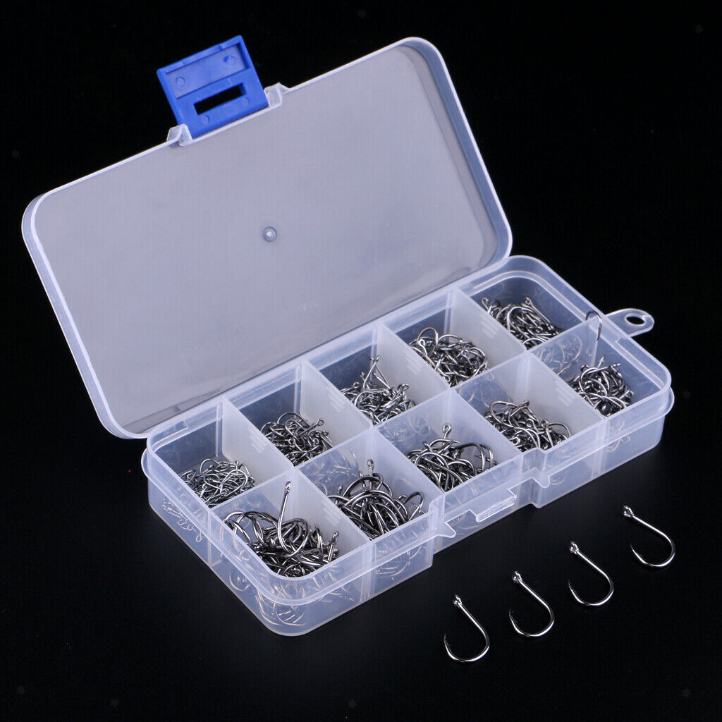 500Pcs/box Steel Saltwater Fishing Hook Barbed Hook Jigging Hook Size 3#-10#