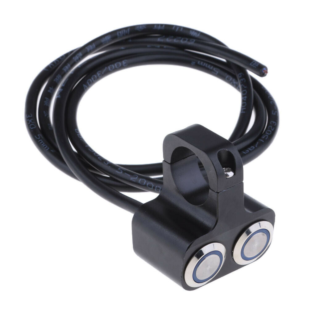 2 Pack Aluminum Motorcycle Switch Fog Spot Light On/Off Push Button with LED