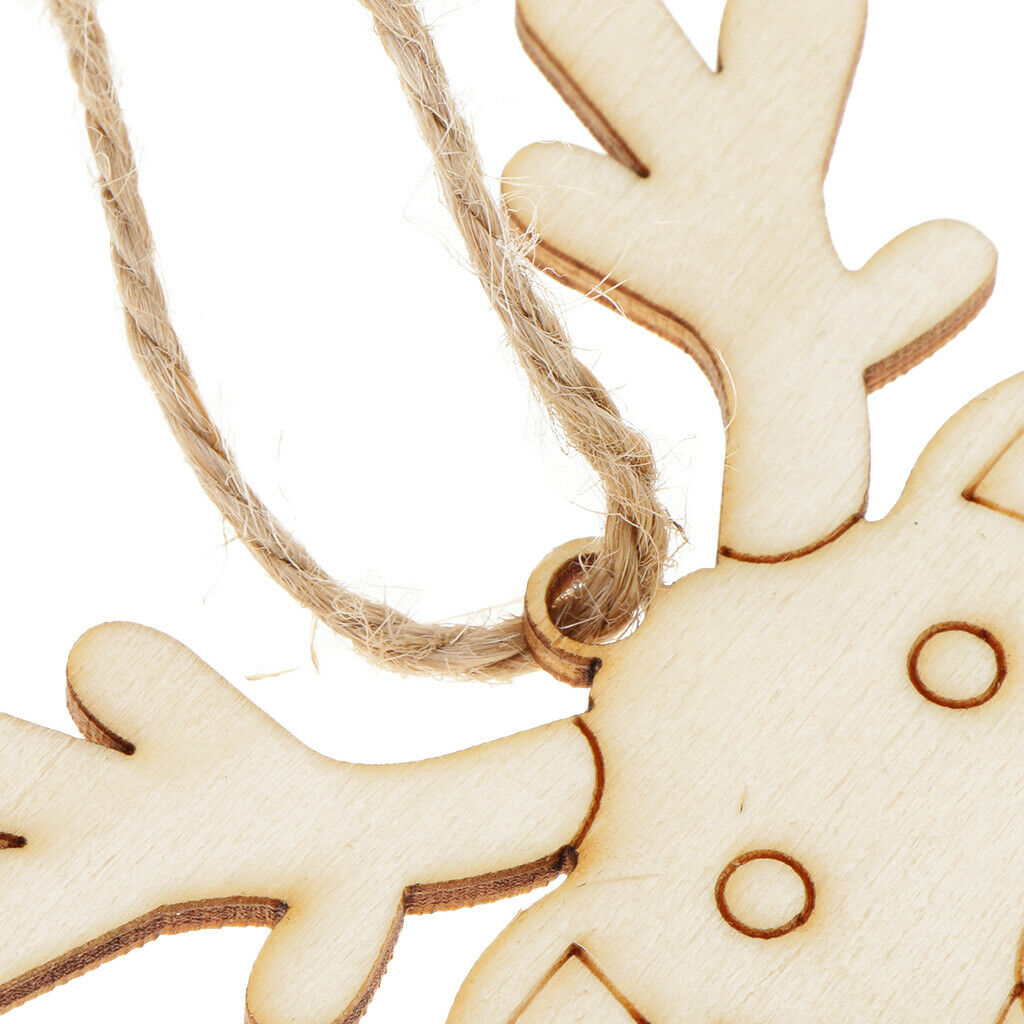 Pack of 20/Set Christmas Wooden Pieces DIY Craft Santa Snowflake Bell Deer Gift