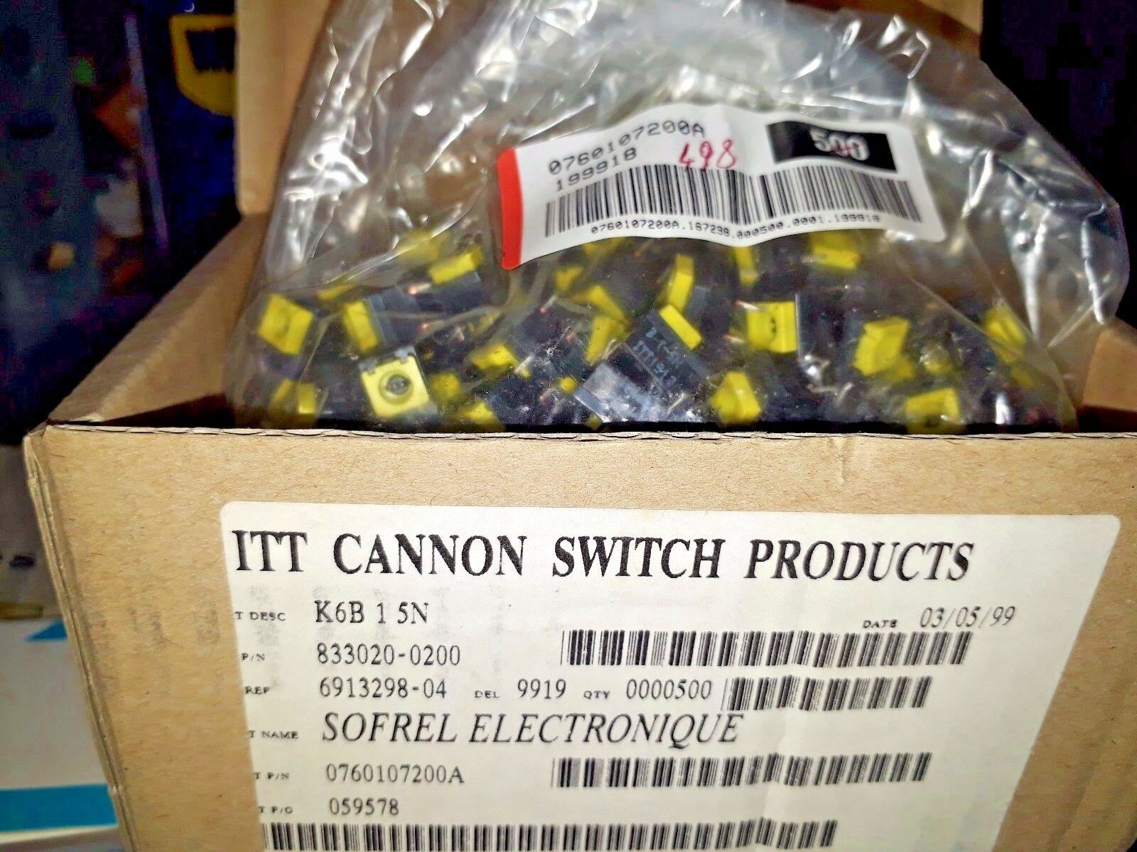 50PCS ITT CANNON K6B 1 5N SWITCH PUSH SPST-NO 0.1A 30V !