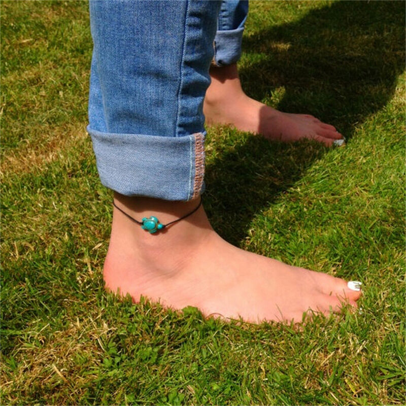 Women Boho Turquoise Turtle Ankle Chain Bracelet Foot Chain Beach Jewelr yuL Qx