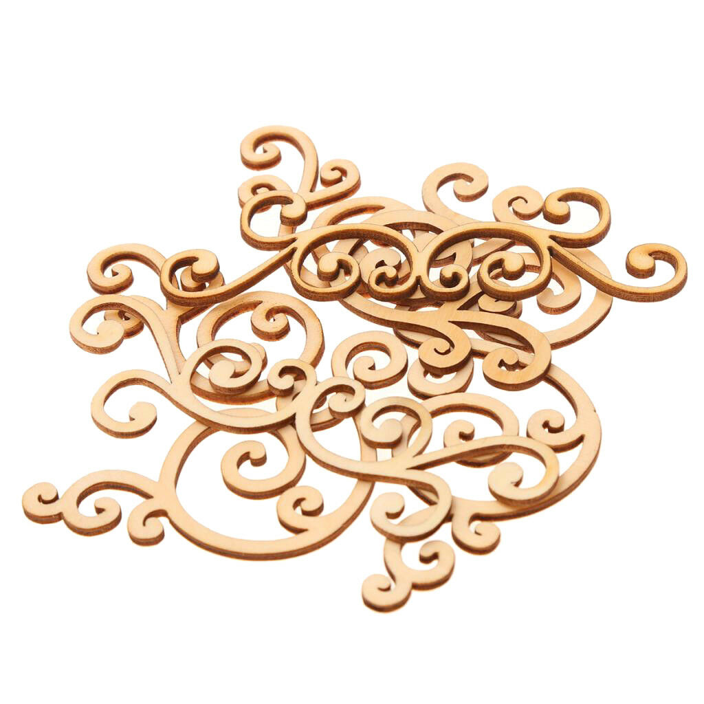 8x Flourishes MDF Wooden Shapes Crafts Embellishments Scrapbooking Wood Arts