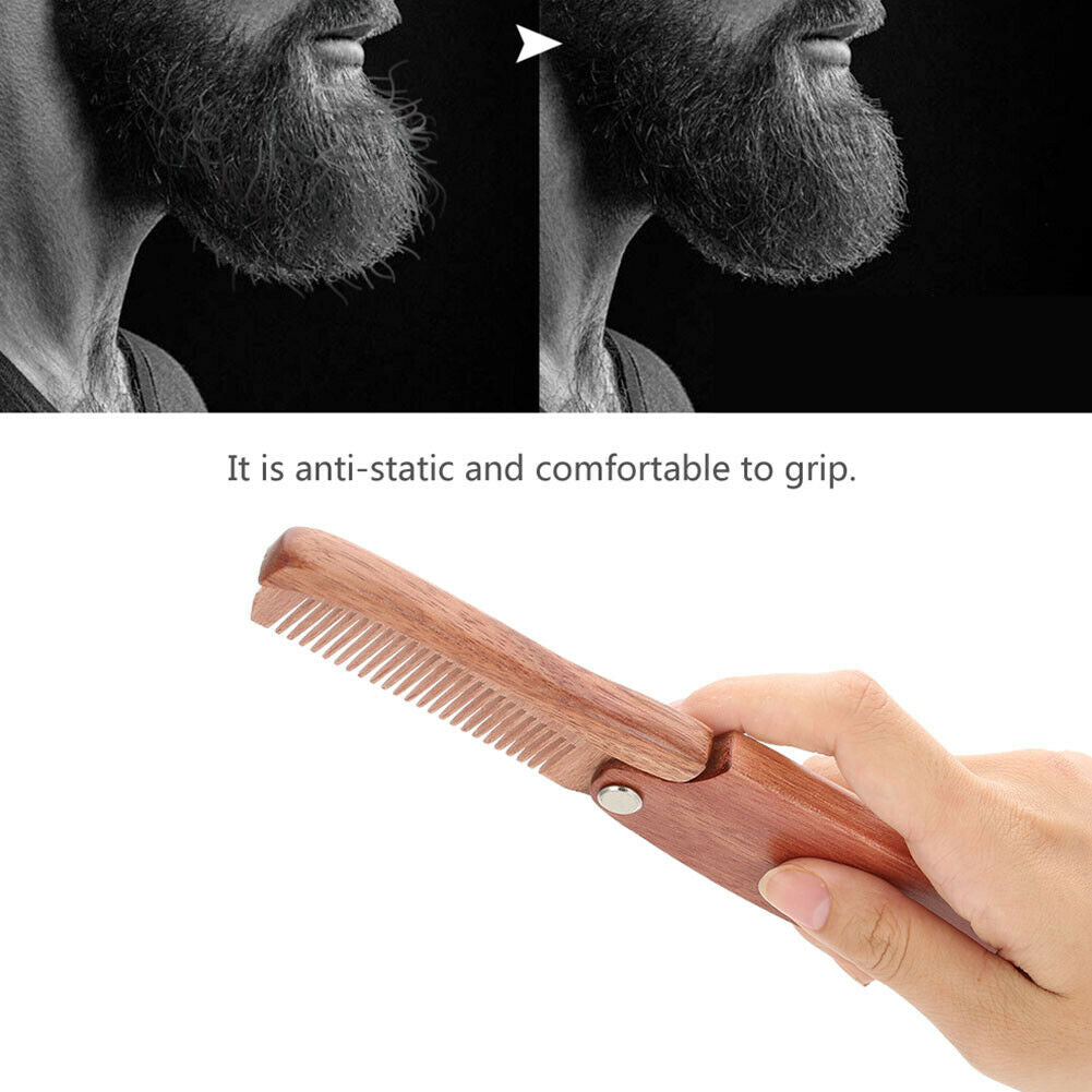 Wooden Folding Hair Brush Moustache Mustache Beard Comb Styling Tool Facial Care
