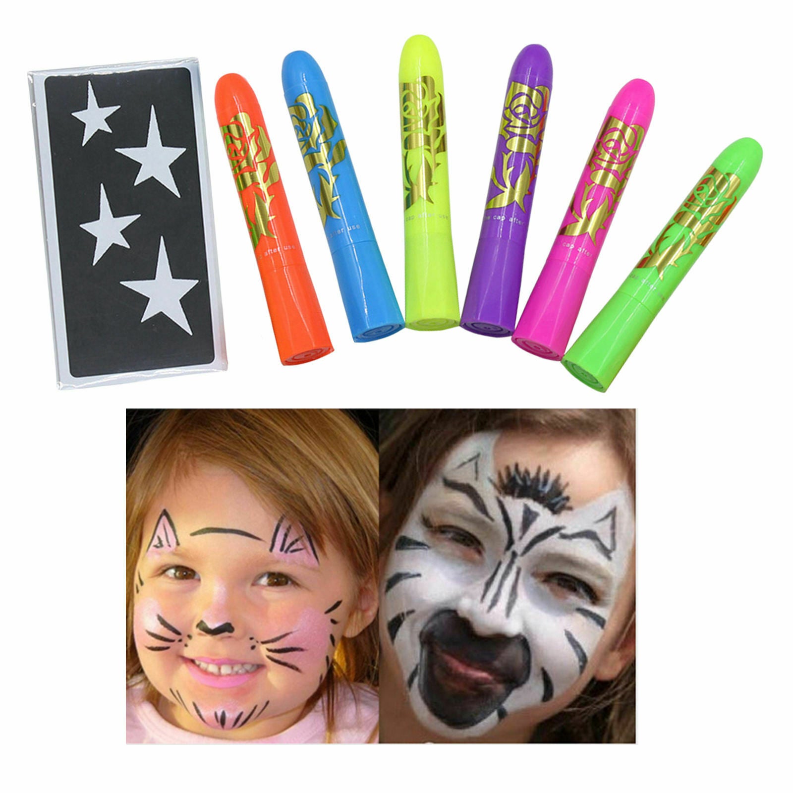 Luminous Face Paint Crayon Kit Body Painting Sticks Kids Halloween Gift