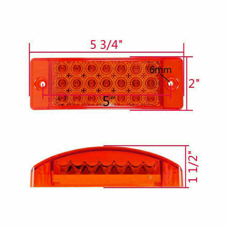 4x 6" Red 21 LED Side Marker Clearance Tail Lights for Trailer Truck Camper 12V