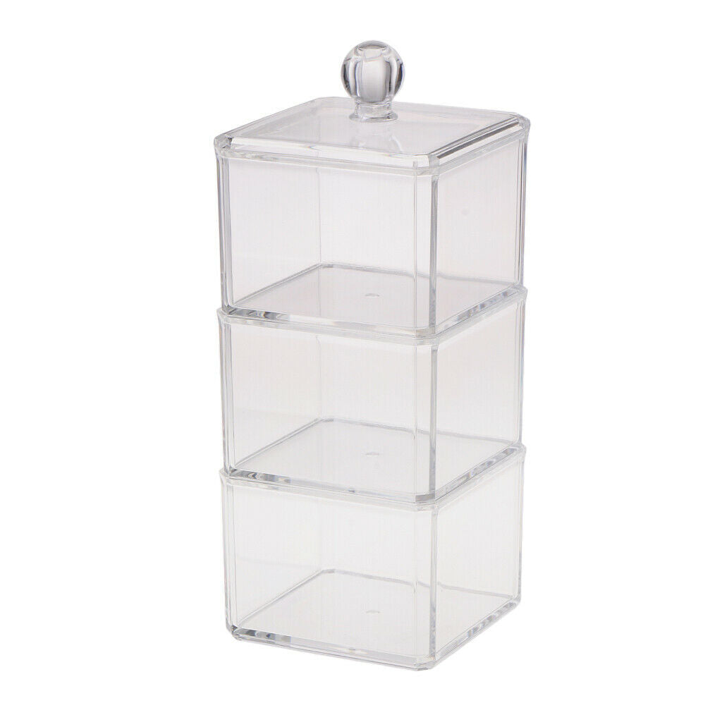 3 Stackable Clear Acrylic Kitchen Storage Box Case Makeup Container with lid