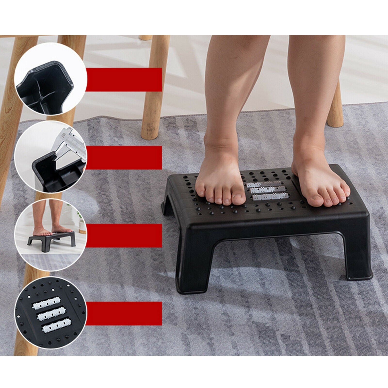 Under Desk Footrest Non-Skid Bottom 30 Degree Tilt Angle Foot Stool for Home