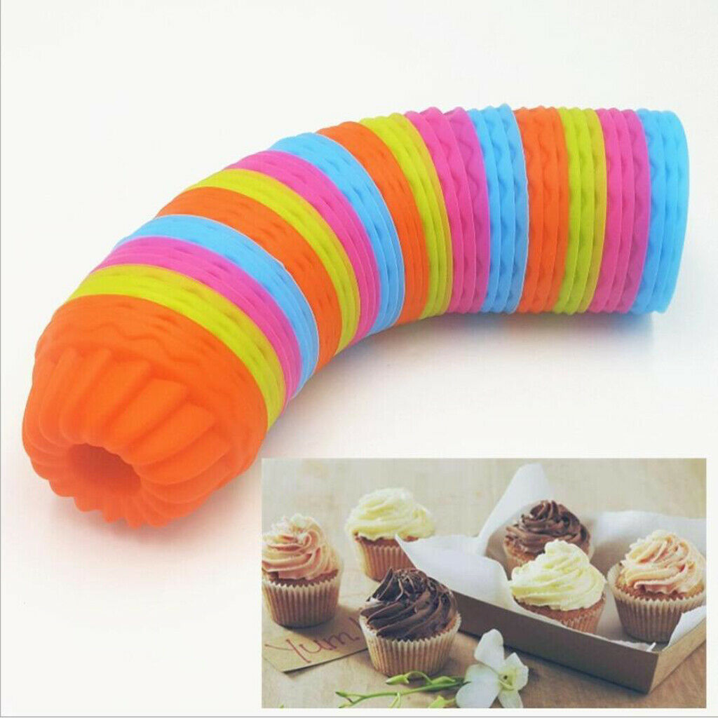 12 Packs Silicone Cake Mold Muffin Jelly Mould Bakeware Stackable 6.5x3cm