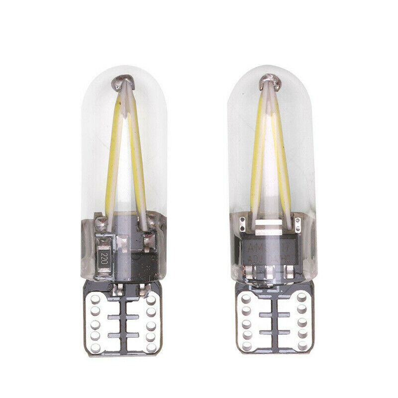 10Pcs T10 COB LED CANBUS Silica Glass License Light Bulbs 194 168 W5W Warm White