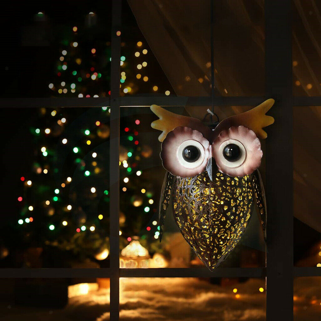 LED Owl Solar Lights Hanging Lantern Night Lamp for Garden Lawn Courtyard