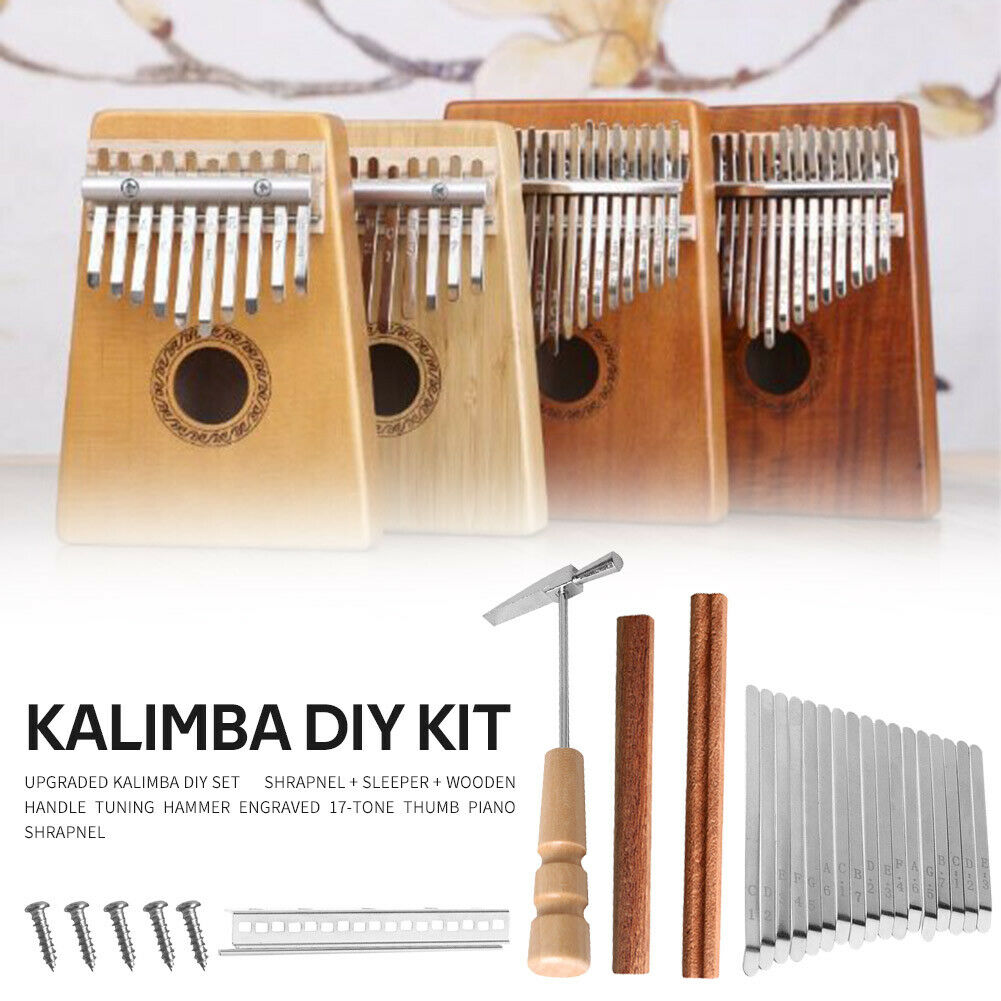 17 Keys Kalimba DIY Replacement Parts with Keys Bridge Tuning Hammer Kit @