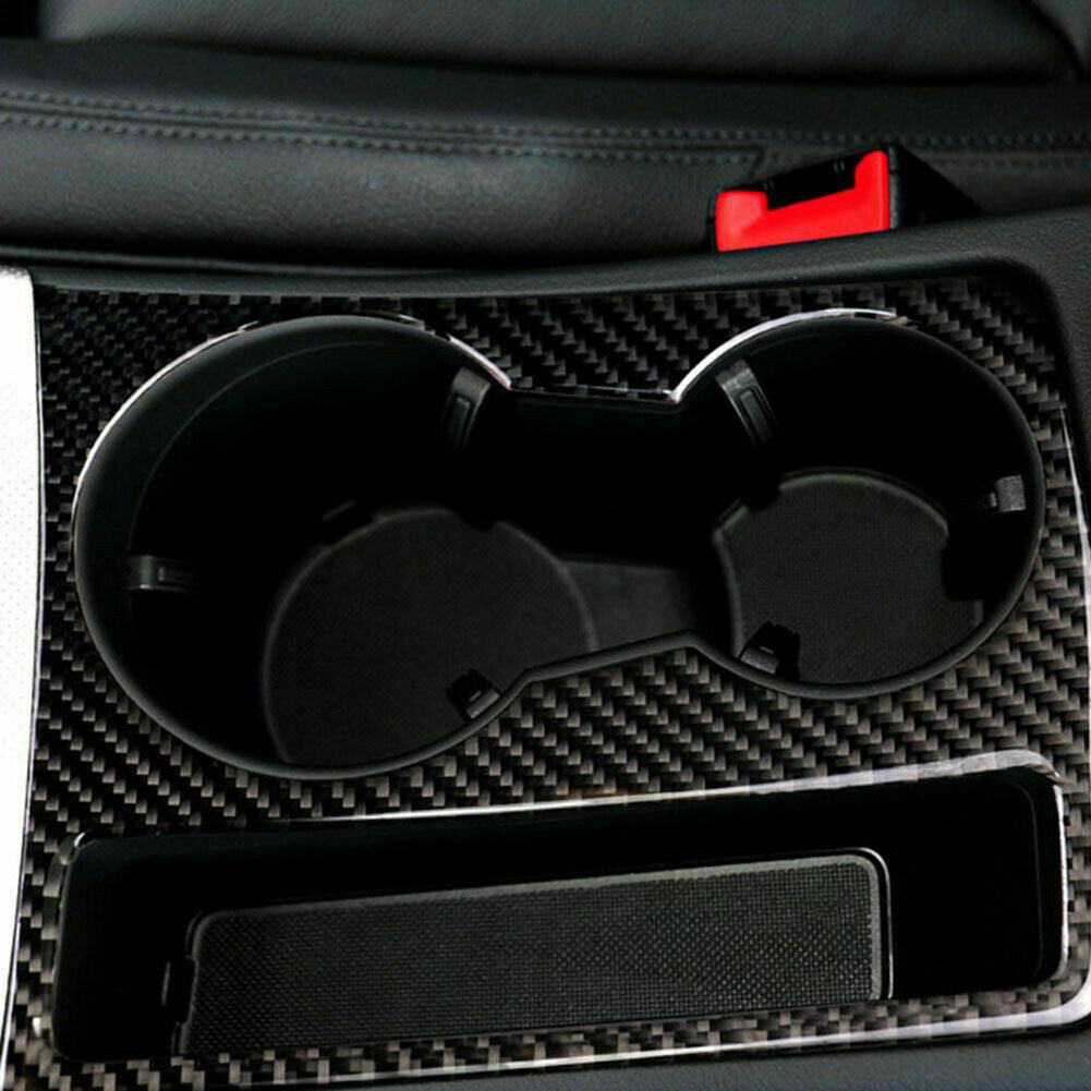 For Audi A4 B8 A5 2009-2015 Carbon Fiber Water Cup Holder Panel Frame Cover Trim