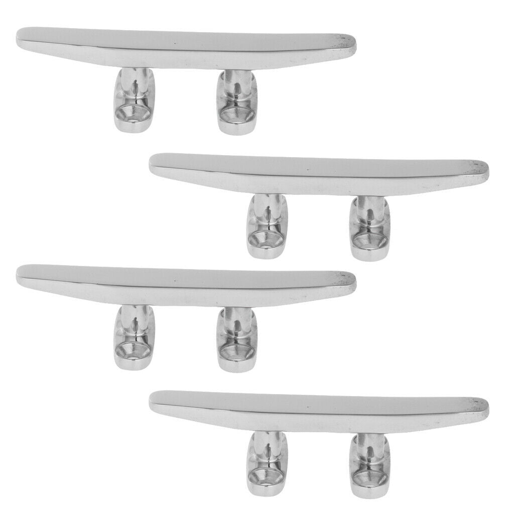 4x Boat Stainless Steel Mooring Cleat 4" Dock Deck Rope Cleat Open Base