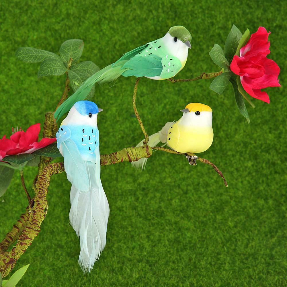 12pcs Artificial Simulation Foam Feather Birds Home Ornaments Crafts Decor @