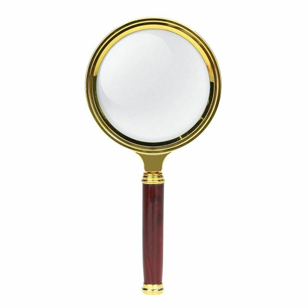 90mm Handheld 6X Wooden Handle Magnifier Magnifying Glass Loupe Reading Jewelry