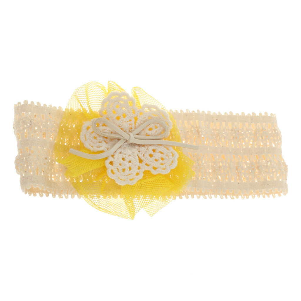 Cute Lace Flower Kids Baby Girl Toddler Headband Hair Band Headwear Yellow