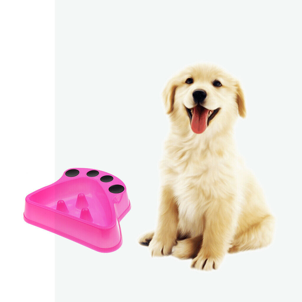 Paw Shaped Pet Dog Food Bowl Slow Eating Feeder Healthy Dish Feeder Random