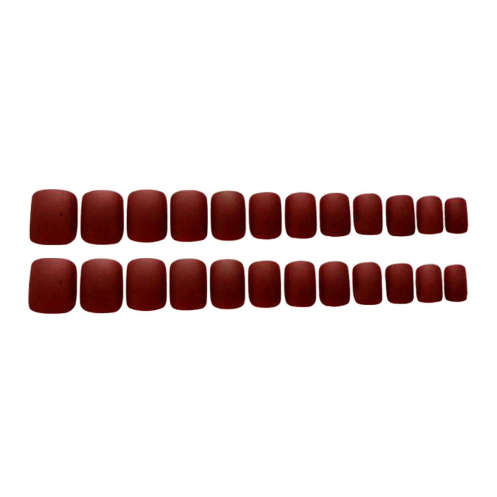48 Packs UV Gel Artificial Nails Women Square Tips for Wedding Pink+Coffee