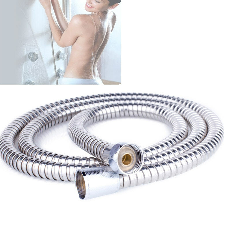 2m Long Stainless Steel Shower Head Hose Handheld For Bathroom Flexible Tube