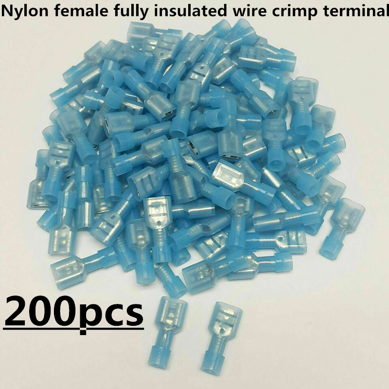 200 Female Insulated Wire Terminal Blue 16-14 Ga AWG Quick Disconnect Connectors