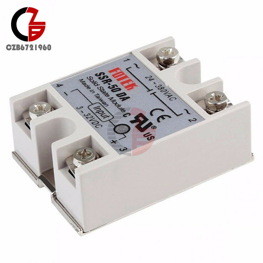 3-32V DC to AC 24-380V 50A 250V SSR-50DA Solid State Relay Module Current 3-25mA