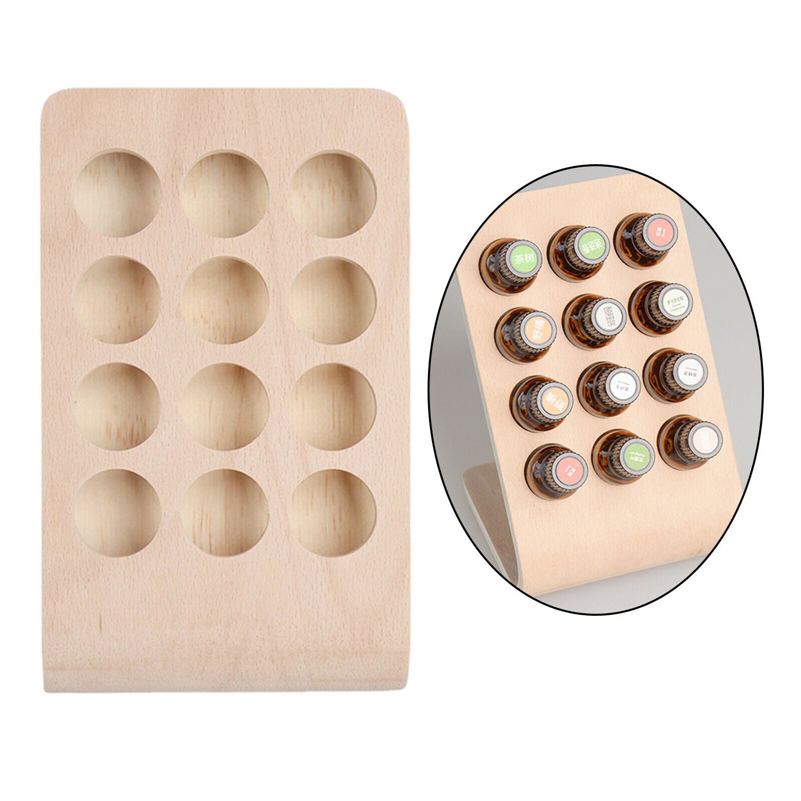 12 Slots 15ML Wood Essential Oil Display Stand Holder Organizer Homemade