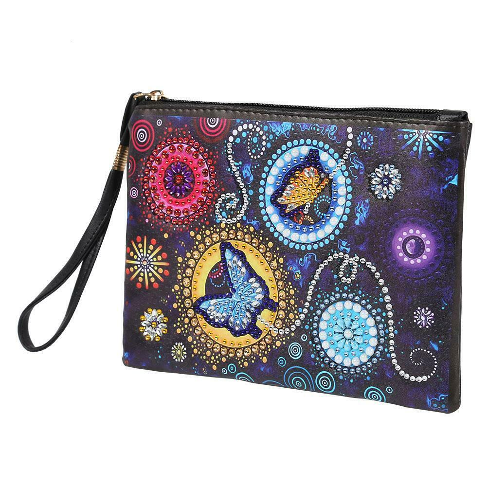DIY Butterfly Special Shaped Diamond Painting Wristlet Clutch Women Wallet @