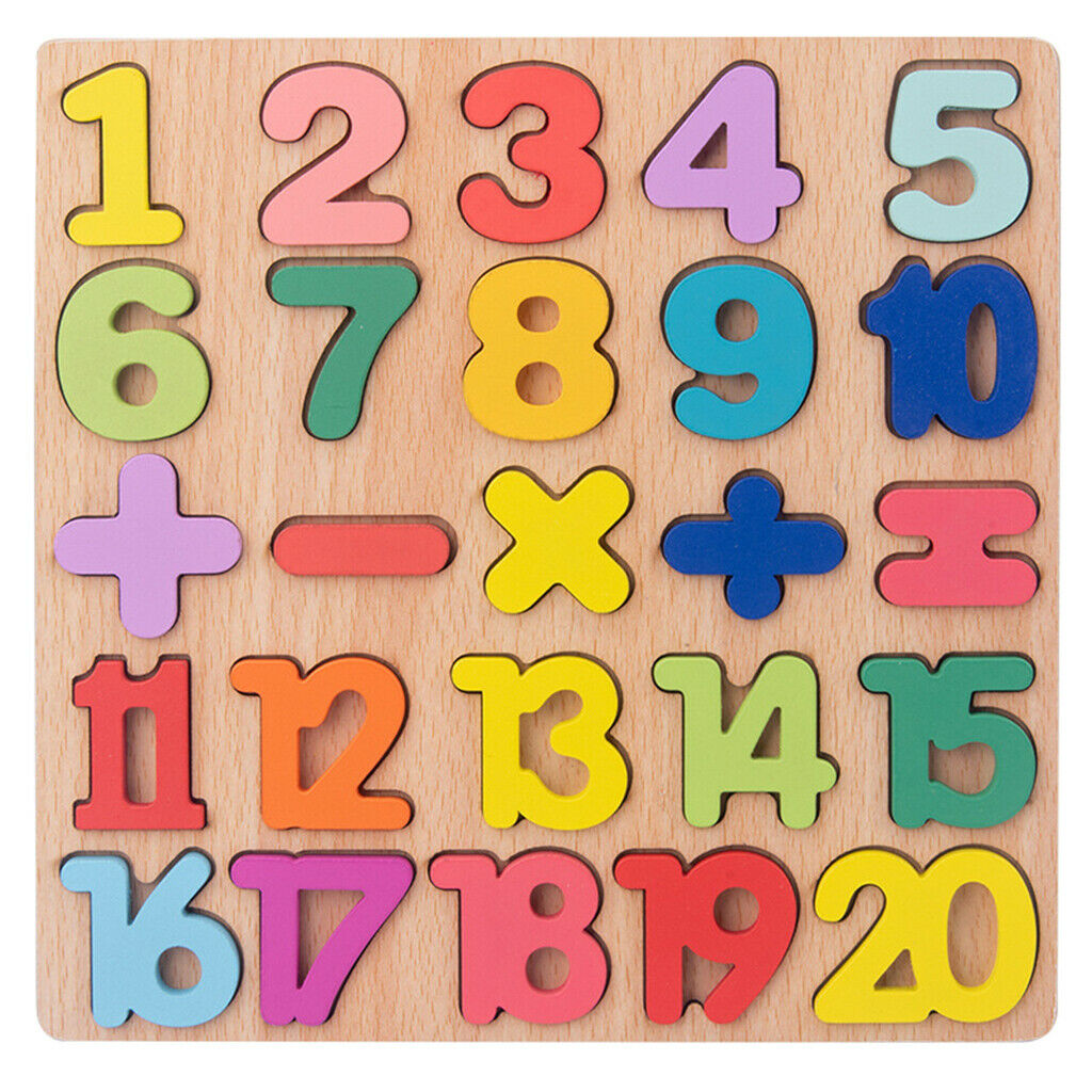 Wood Number Puzzle Counting Montessori Math Learning Board Activity Kids