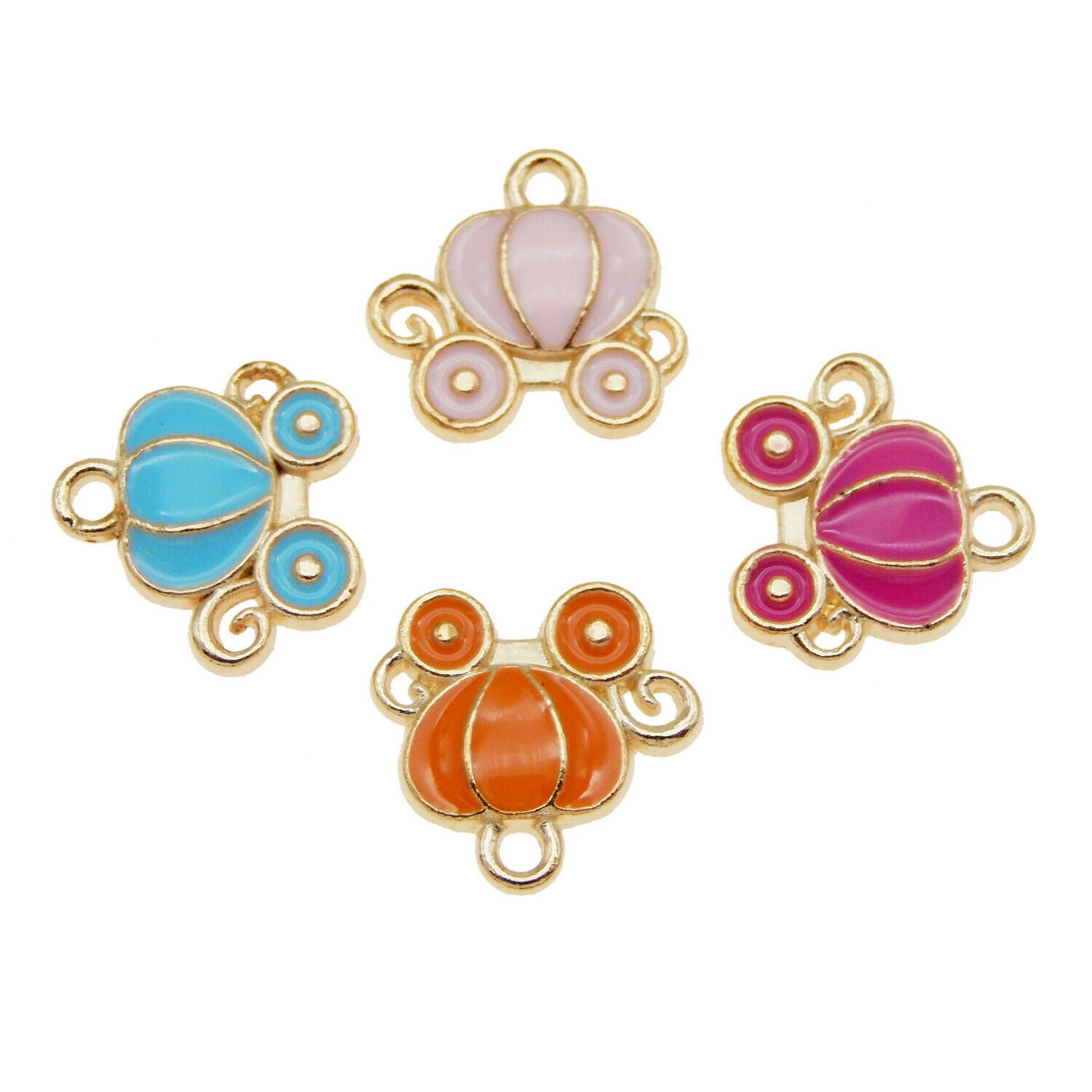 20-pack Assorted Enamel Metal Pumpkin Car Charm Pendant Earring Dangle 13x12mm